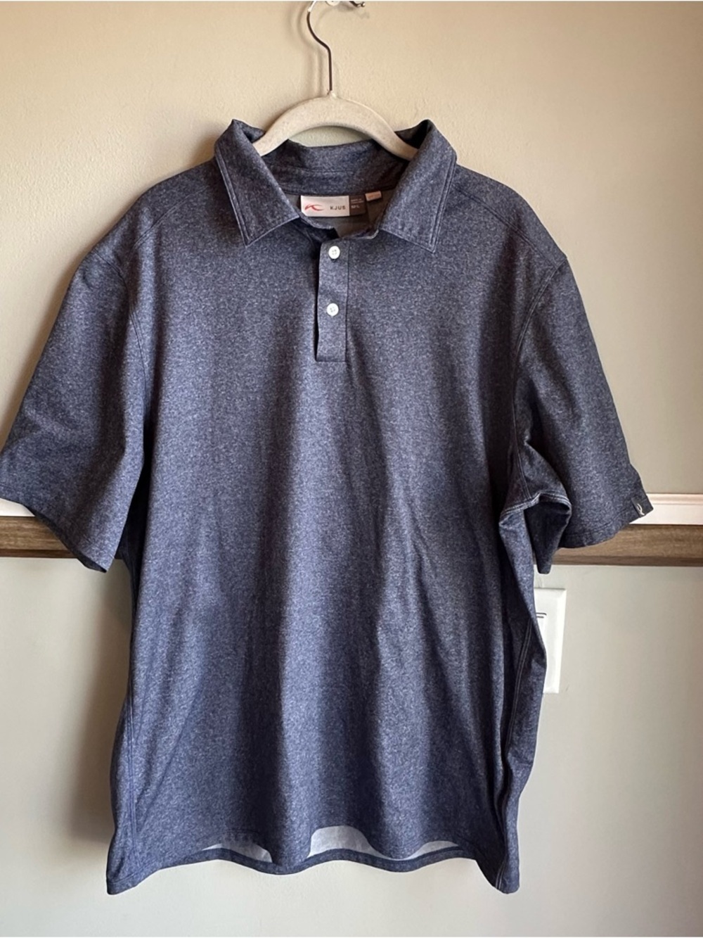 KJUS UPF 30+ Stowe Primeflex Performance Golf Polo Gray Blue Shirt
